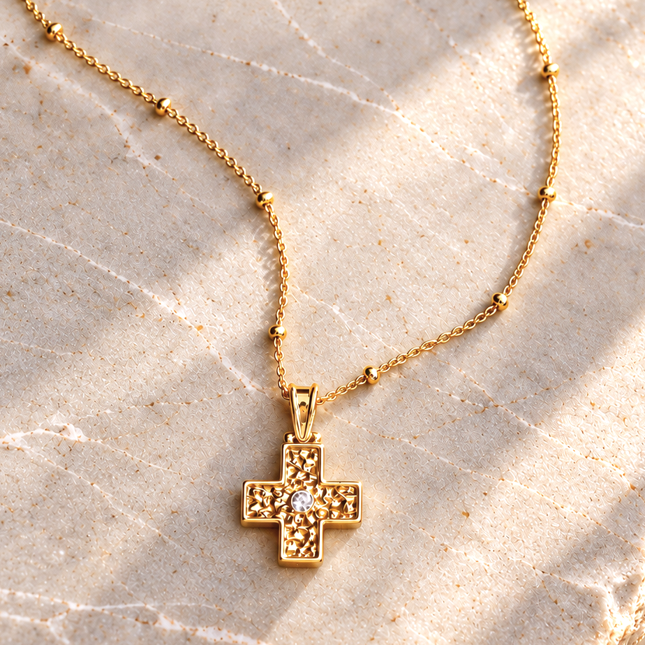 Gold Cross Pendant Necklace