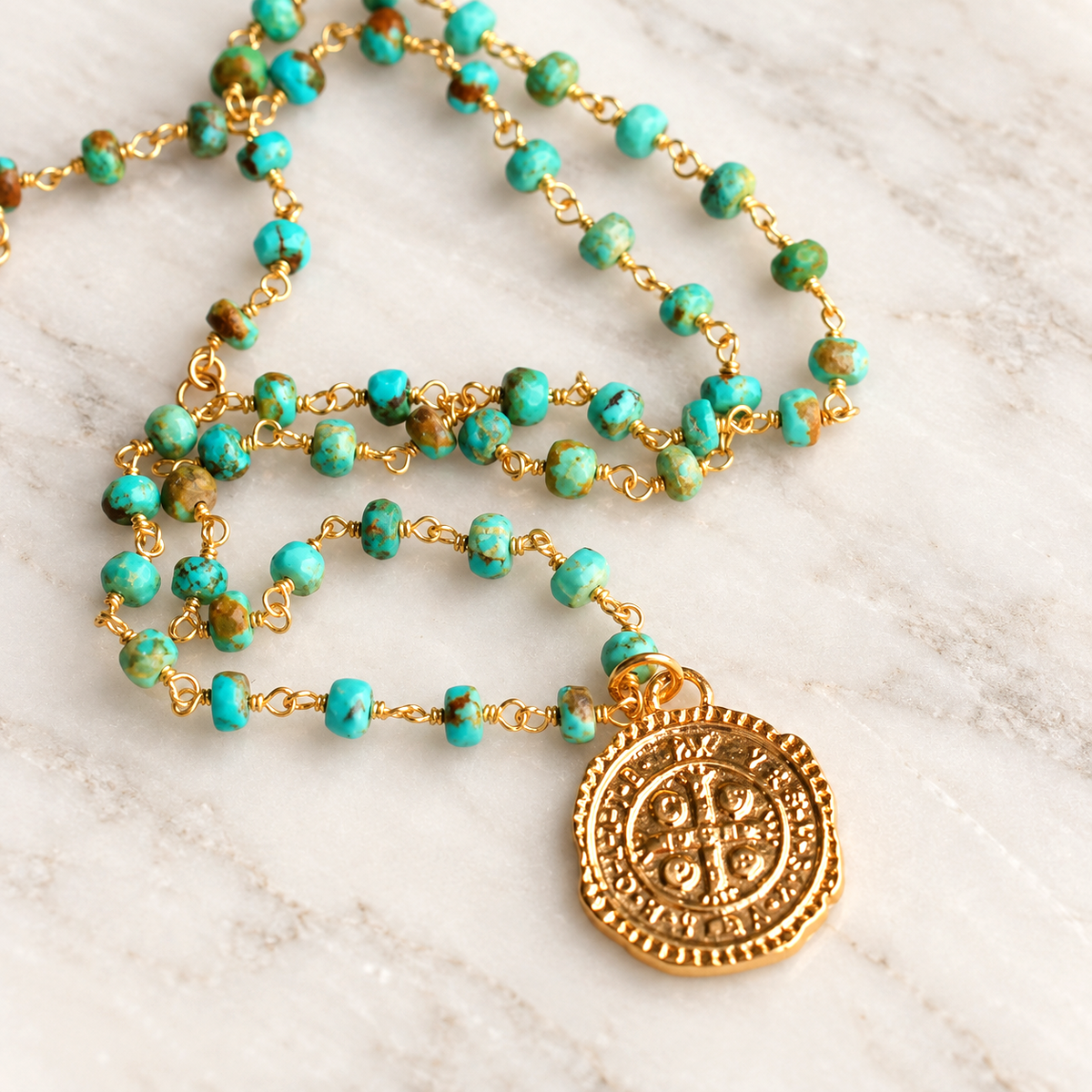 Taryn Turquoise Rosary Necklace