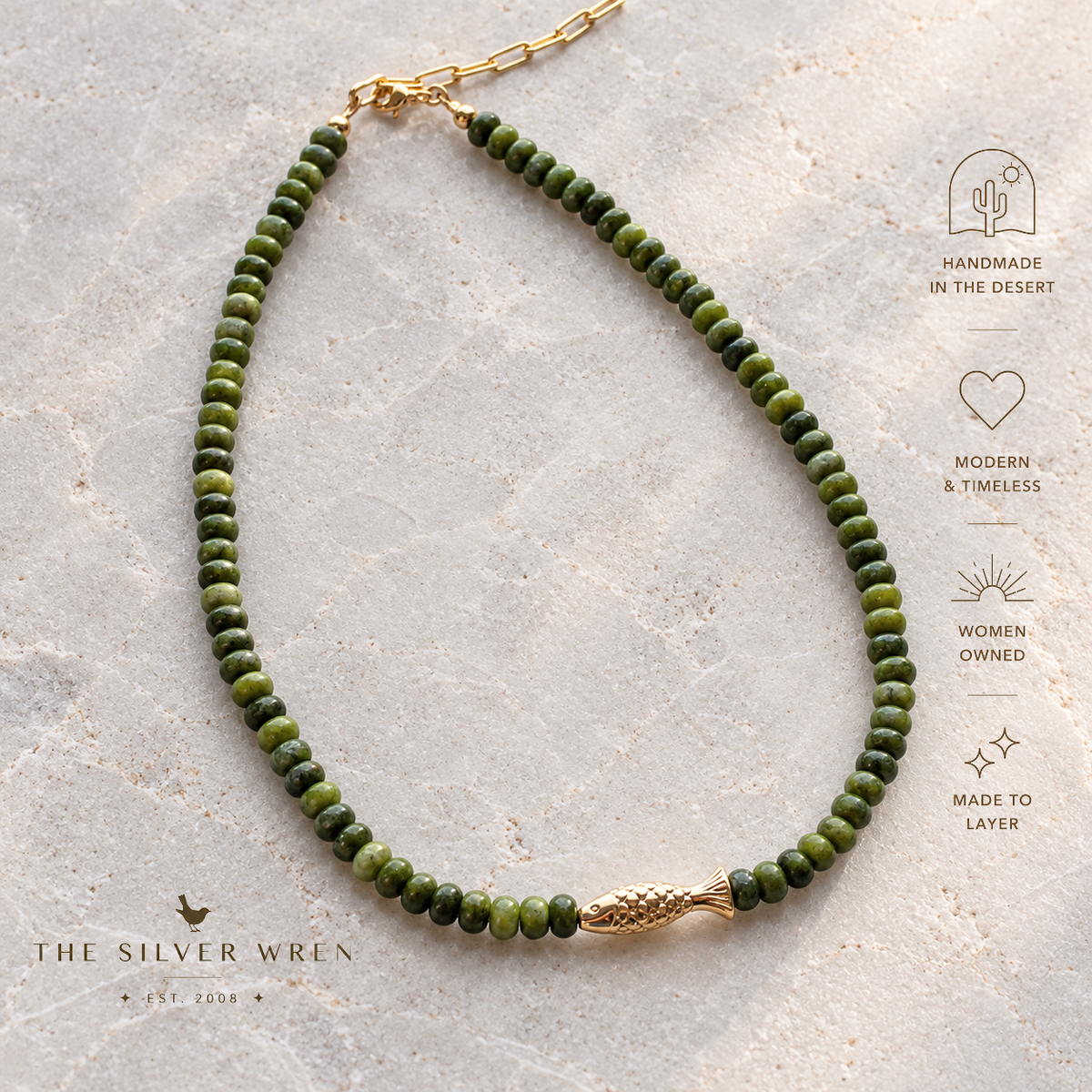 Verde Fish Gemstone Layering Necklace