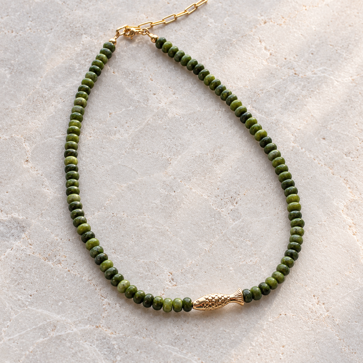 Verde Fish Gemstone Layering Necklace