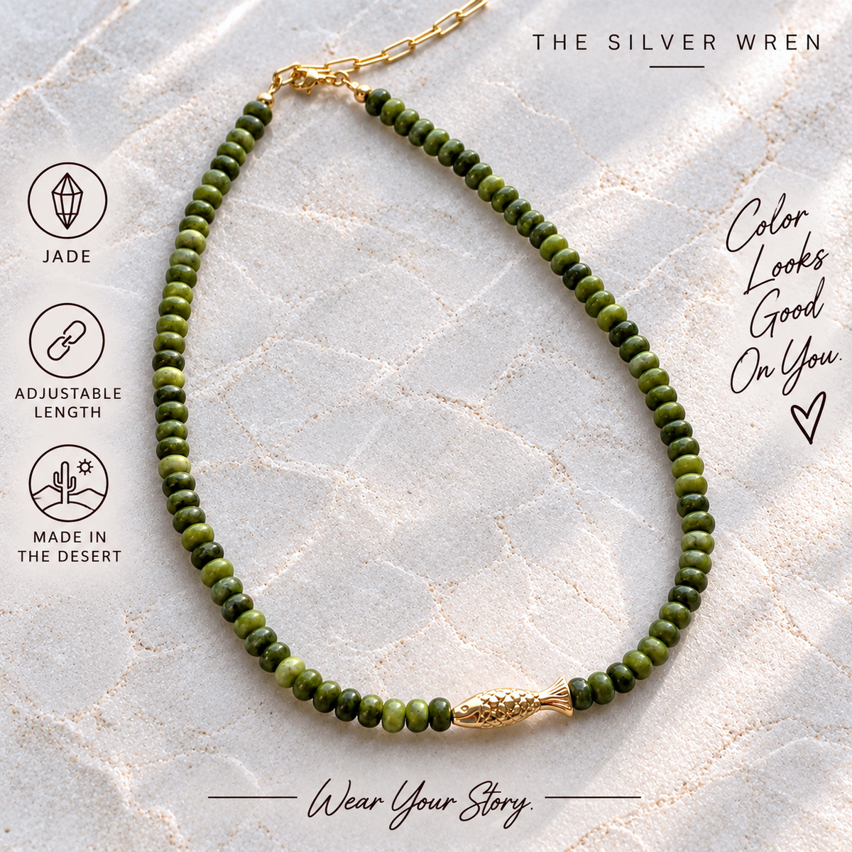 Verde Fish Gemstone Layering Necklace