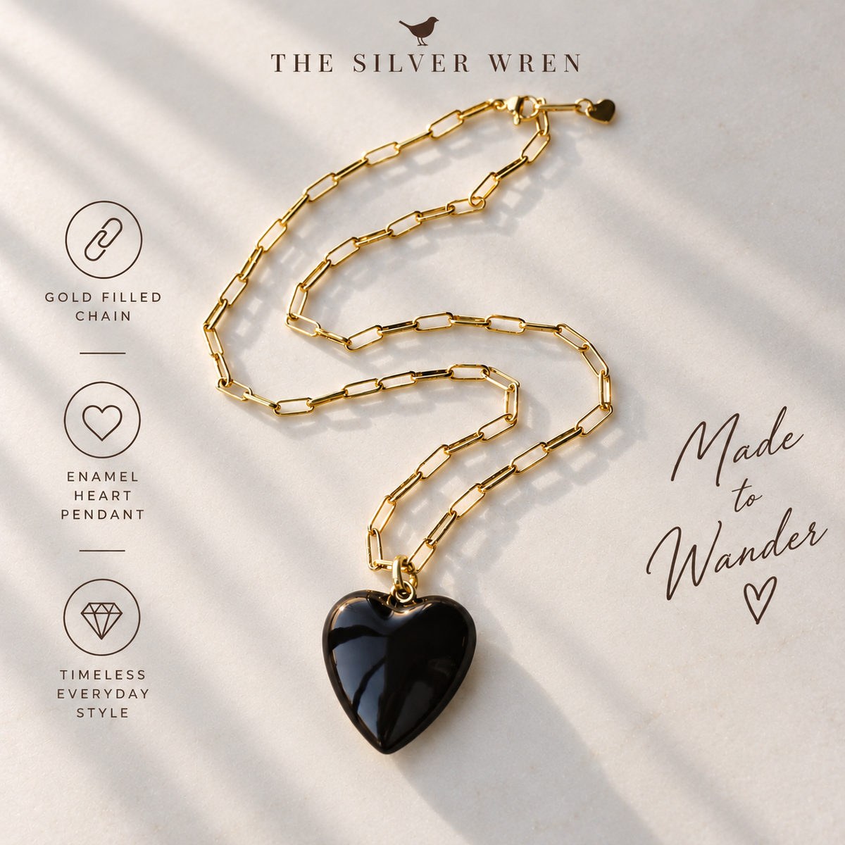Wander Enamel Heart Medallion Necklace