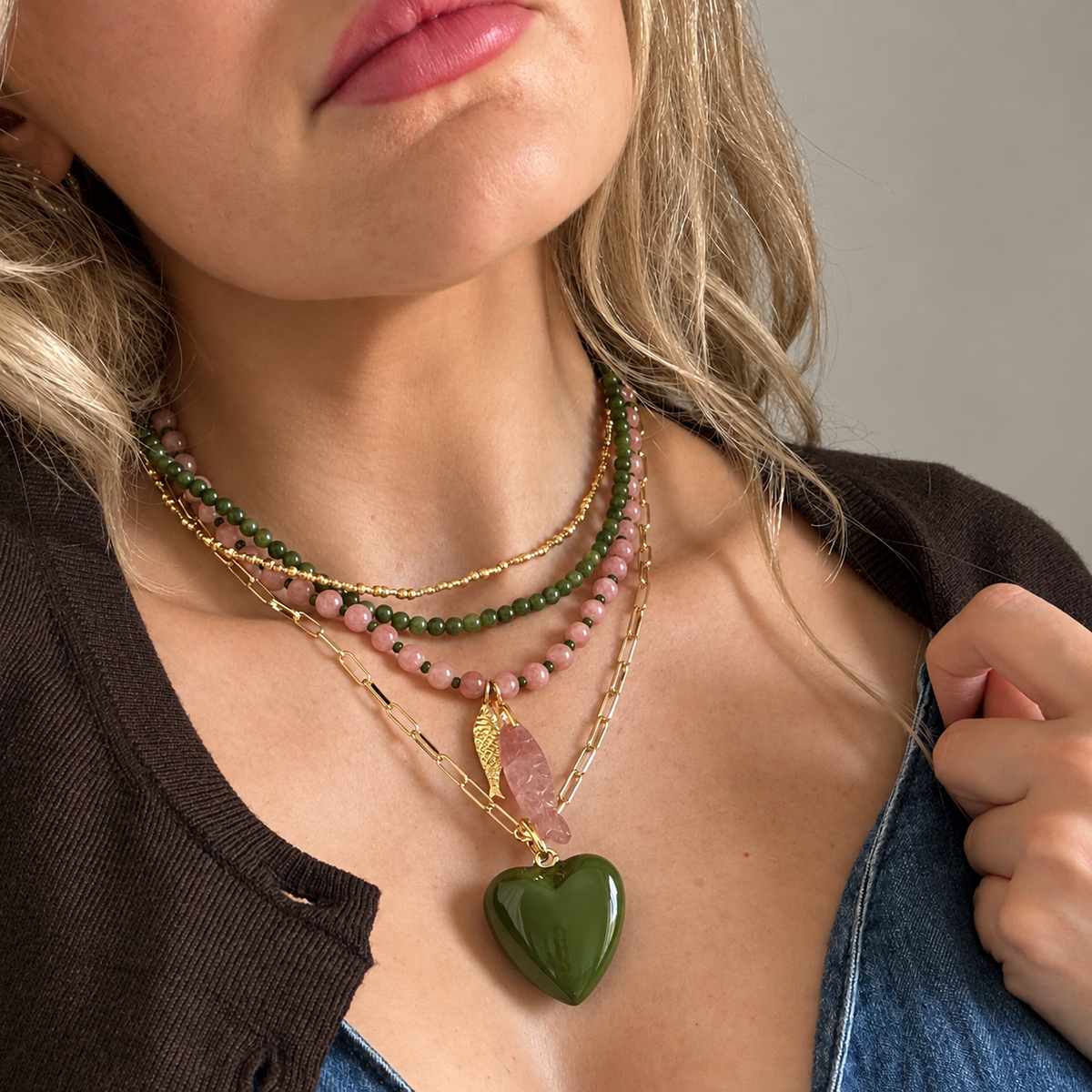 Wander Enamel Heart Medallion Necklace