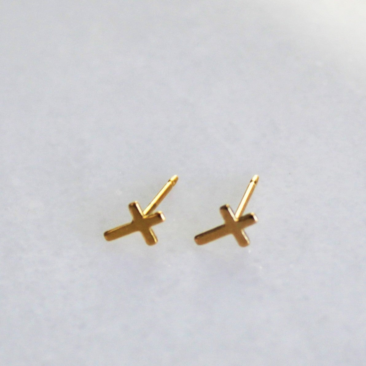 Ultra Tiny Gold Cross Studs