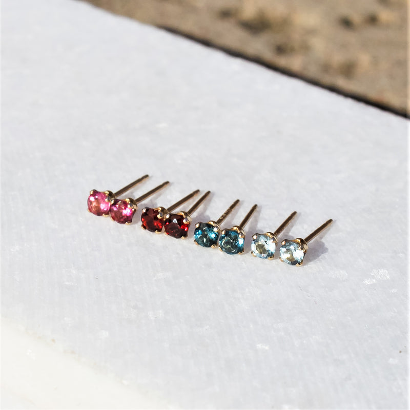 Tiny Gemstone Earrings 3mm
