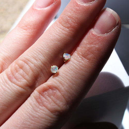 Tiny Opal Earrings 3mm
