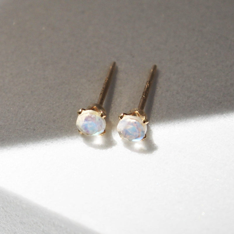 Tiny Moonstone Earrings 3mm