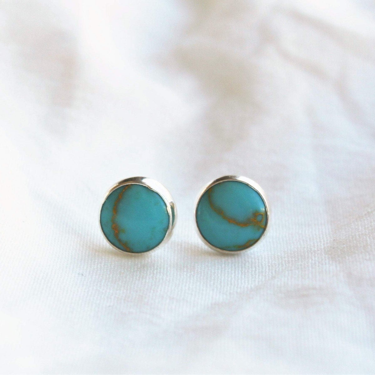 Real Turquoise & Silver Stud Earrings